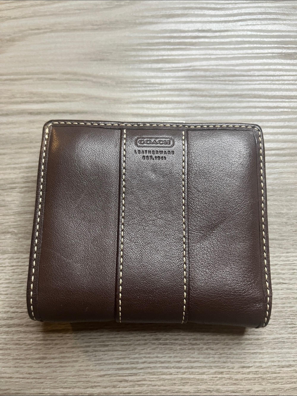 Coach Dark Brown Leather Compact Wallet